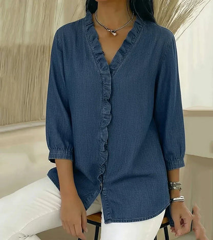 Lucía | Blusa denim fluida con cuello en V